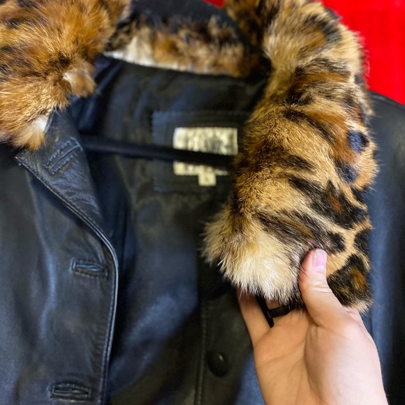 Y2k vintage genuine leather cheetah print coat - Picture 5 of 14
